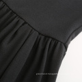 Ladies can customize Rpet knitted dresses recyclable polyester swing skirt with elastic pleats at the waist
